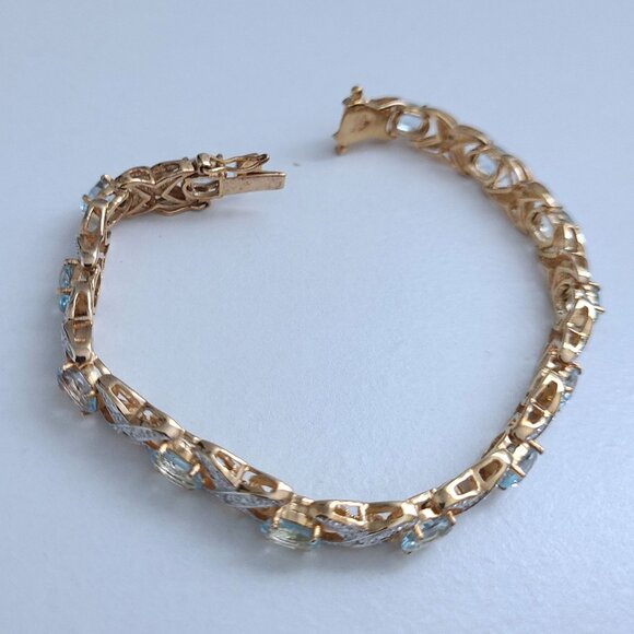 Genuine Swiss Blue Topaz Infinity Bracelet - Picture 5 of 11